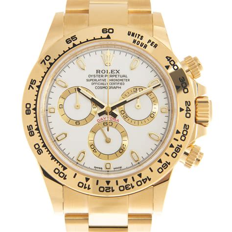 rolex daytona yellow gold white face leather|Rolex oysterflex white gold.